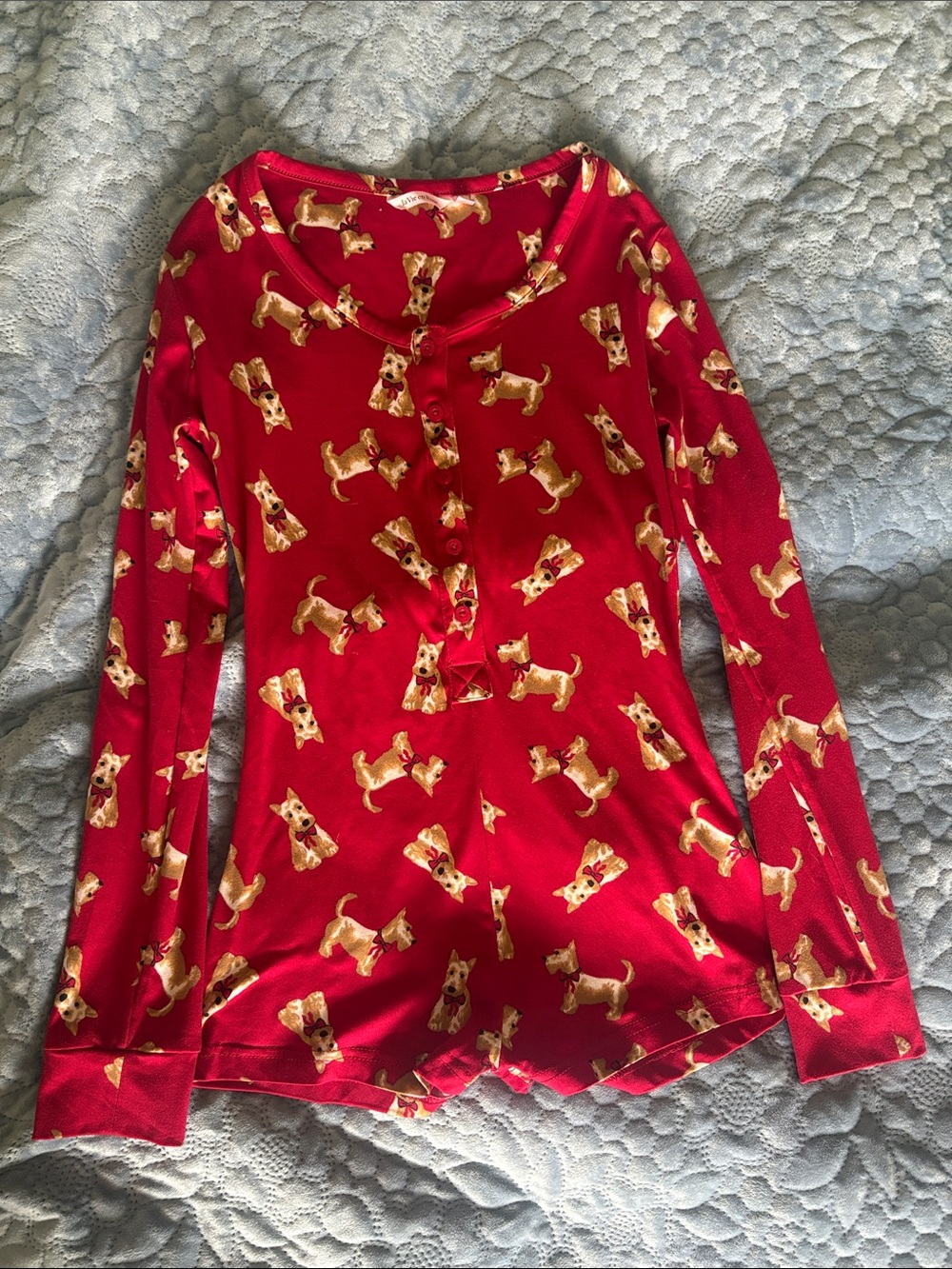 Red Dog Print Pajama Romper